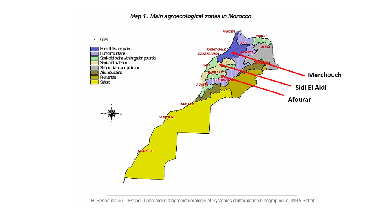 C:\Users\Fatima zahra\Desktop\mon travail de thèse\Biostimulants SYNGENTA\Mon travail\articles\Rdt et NUE à diff N levels SOUMIS\australian journal of crop scieince\shematic map of exp stations\Diapositive1.JPG
